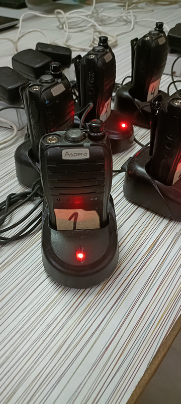 Aspera Walkie-Talkie, radios on chargers